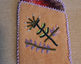 Beaded Leather Credit Card Case