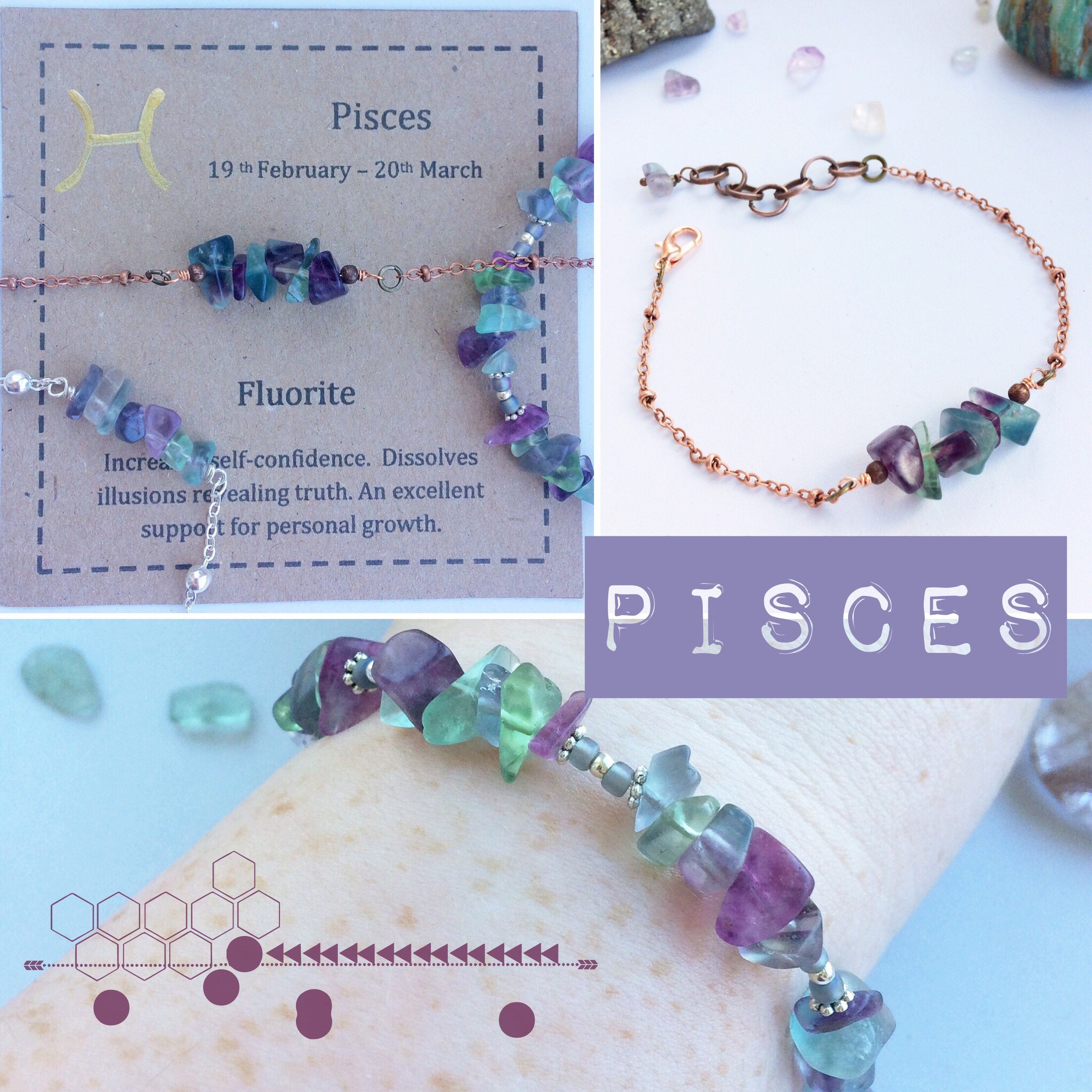 Pisces Birthstone Bracelet Choice of Unisex Men's Etsy