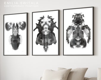 Rorschach arte terapia oficina decoración mancha de tinta psicología arte impresión rorschach prueba arte rorschach manchas acuarela rorschach oficina pared arte