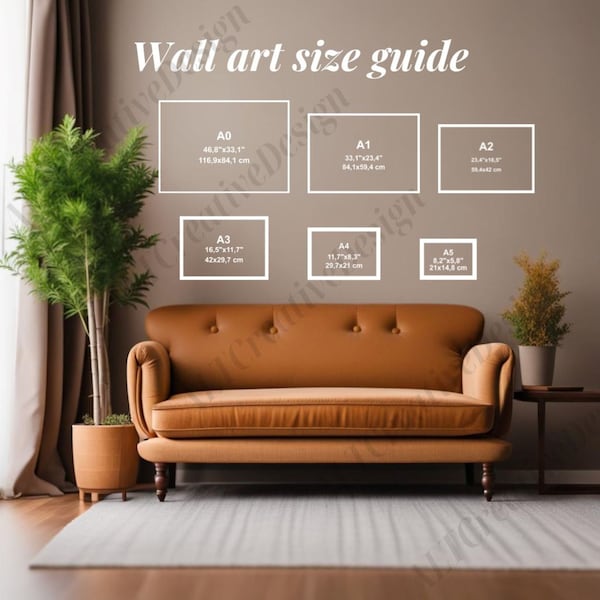Wall Art Size Guide A0-A5 | Canva Template Editable | Photo Frame Sizes | Print Size Guide | Frame Size Guide | Canvas Sizes