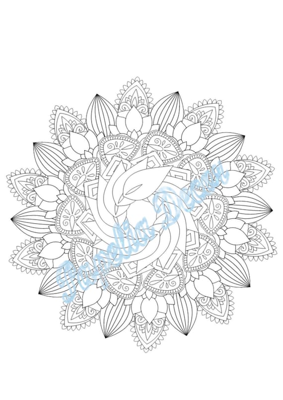 Mandala Coloring Page Destress Adult Relax