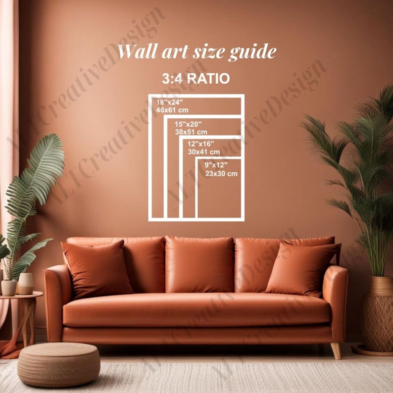 Wall Art Size Guide Canva Template Editable Photo Frame Sizes Print