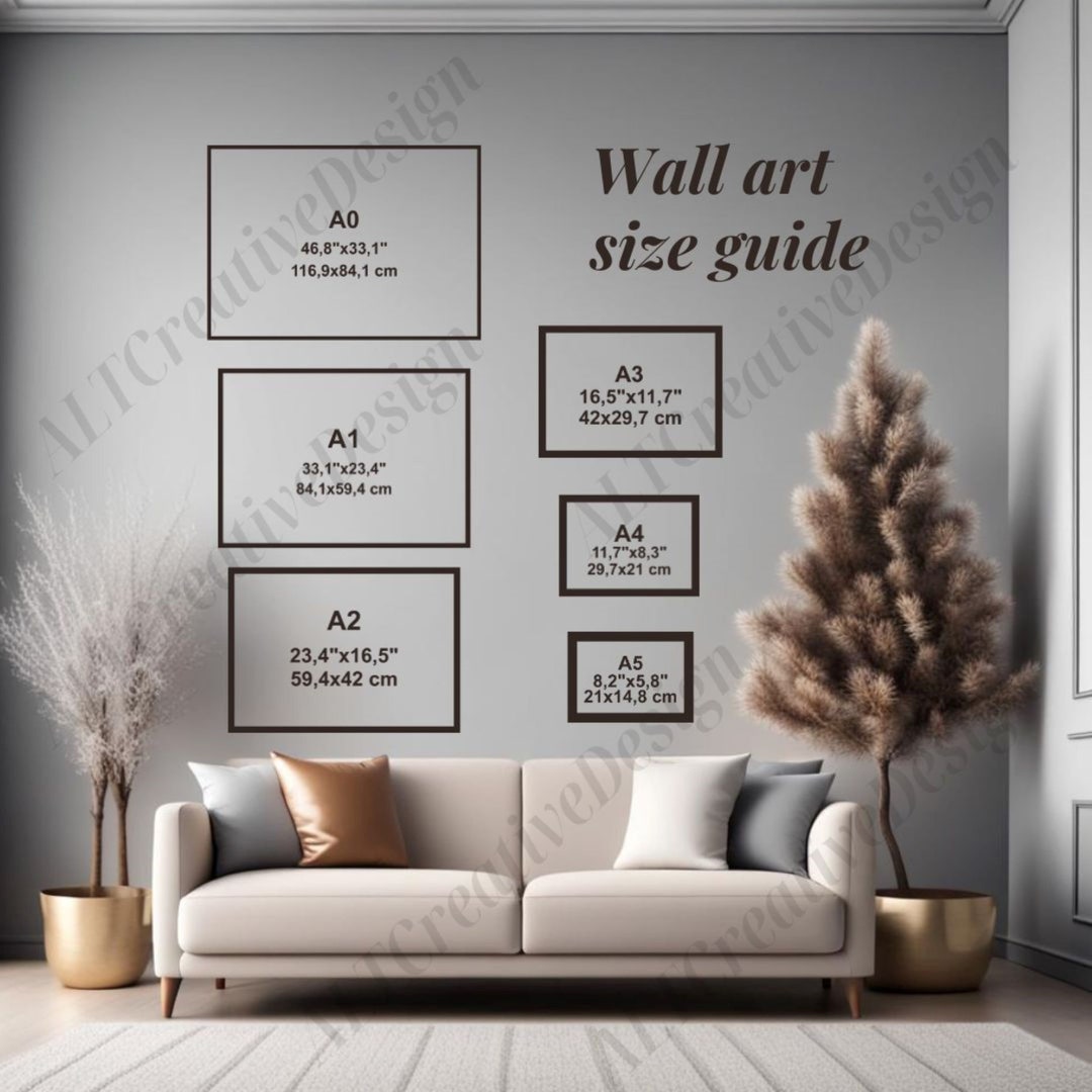 Wall Art Size Guide A0-A5 Canva Template Editable Photo Frame Sizes ...