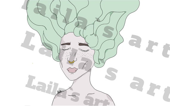 A Digital Drawing Called Wavy Hair By Lailas Art Also Can Be Etsy
