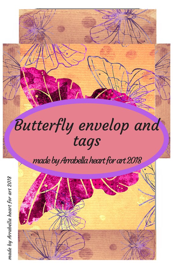 Butterfly envelopes 4big and 4 small includes 5 PNG pages Etsy