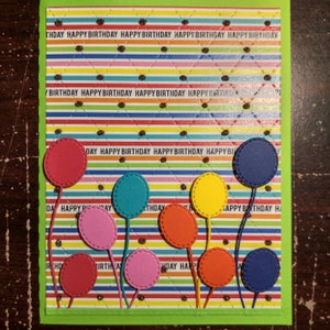 Happy Birthday card (green with balloons)