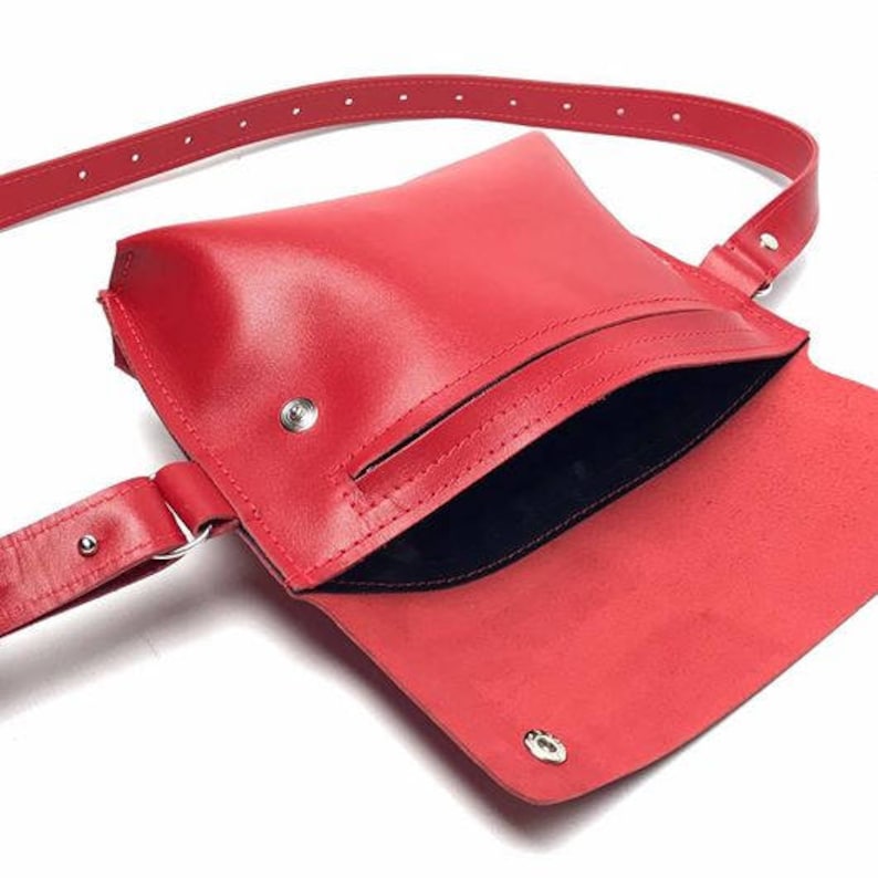 Red fanny pack leather belt bag Womens bag women waist bag Etsy