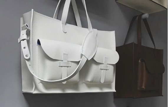 white leather briefcase