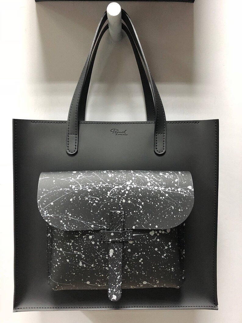 Aesthetic leather zippered tote bag Custom personalized Etsy