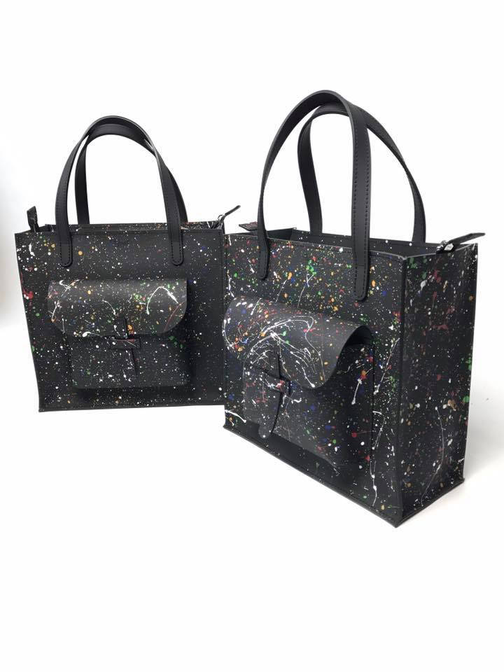 Black Tote Bag Space Aesthetic Designer Handbags Zippered Etsy