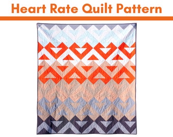 Heart Rate Quilt Pattern PDF, Modern Quilt Pattern for Beginners, Flying Geese Quilt, Fat quarter friendly, baby quilt, throw quilt