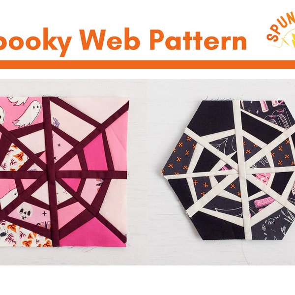 Spooky Web Foundation Paper Piecing Pattern PDF, Spooky and Sweeter Web, FPP Pattern, Halloween Quilt, Halloween Sewing