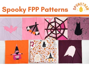 Spooky Foundation Paper Piecing Patterns PDF, Spooky and Sweeter FPP Pattern, Halloween Quilt, Halloween Sewing