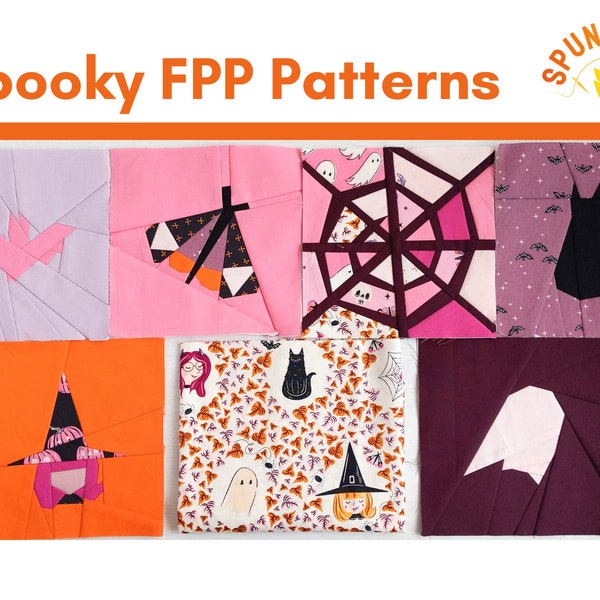 Spooky Foundation Paper Piecing Patterns PDF, Spooky and Sweeter FPP Pattern, Halloween Quilt, Halloween Sewing