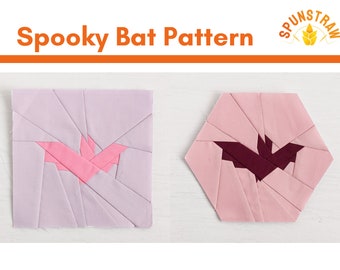 Spooky Bat Foundation Paper Piecing Pattern PDF, Spooky and Sweeter Bat, FPP Pattern, Halloween Quilt, Halloween Sewing, Bat Pattern