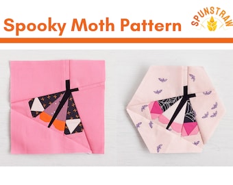 Spooky Moth Foundation Paper Piecing Pattern PDF, Spooky and Sweeter Moth, FPP Pattern, Halloween Quilt, Halloween Sewing, Moth Pattern