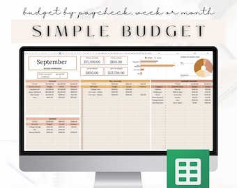 Budget Planner for Google Sheets Beginners Monthly Weekly Budget Spreadsheet Template Simple Paycheck Budget Tracker Biweekly Budget