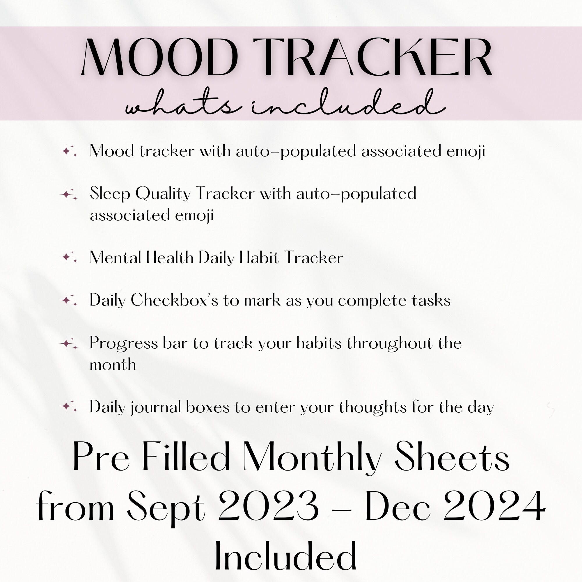 Mood Tracker Digital Google Sheets for Daily Habit Tracking Editable ...