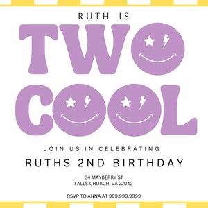 TWO COOL Retro 2nd Birthday Invitation