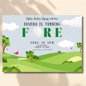 Birthday Party Invitation Golf, Birthday Party Decorations Golf, Golf Birthday Invitations, Editable Custom Canva Template, Digital Download