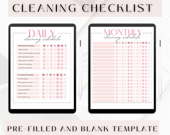 ADHD-schoonmaakchecklist, commerciële schoonmaakchecklist, ADHD-schoonmaakbundel, bewerkbaar en afdrukbaar schoonmaakschema, karwei voor volwassenen