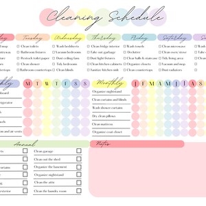 EDITABLE Rainbow Cleaning Checklist Custom Cleaning Calendar and ...