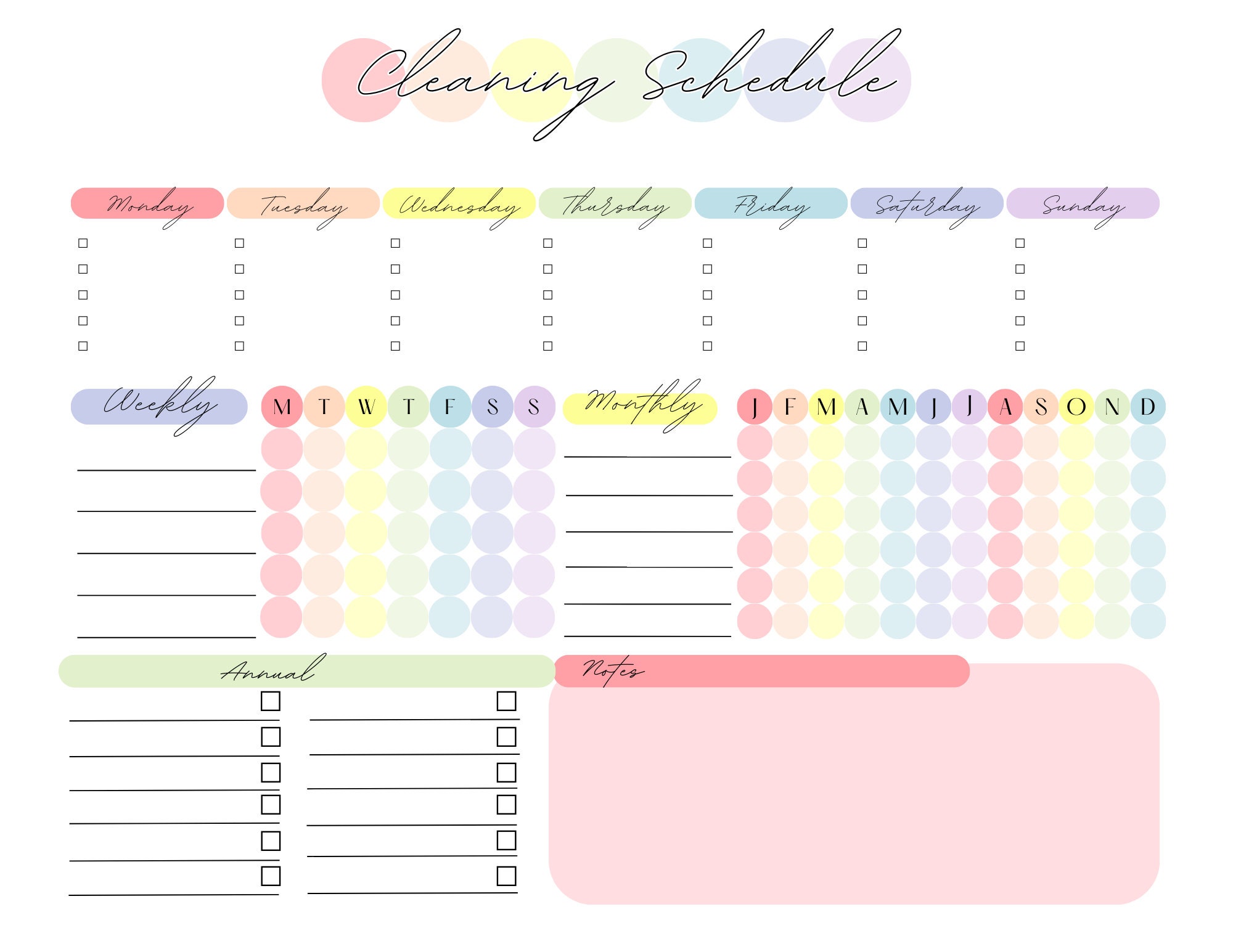 EDITABLE Rainbow Cleaning Checklist Custom Cleaning Calendar and ...