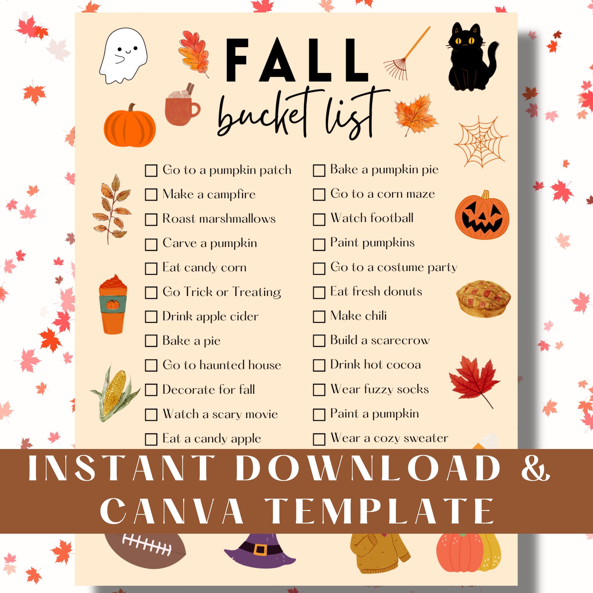 Fall Bucket List for Families, Fall Bucket List Printable, Editable ...