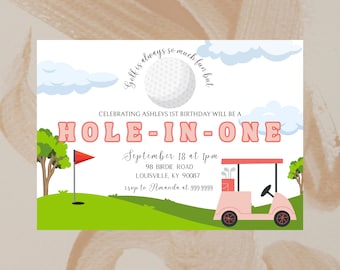 Birthday Party Invitation Golf, Birthday Party Decorations Golf, Golf Birthday Invitations, Editable Custom Canva Template, Digital Download