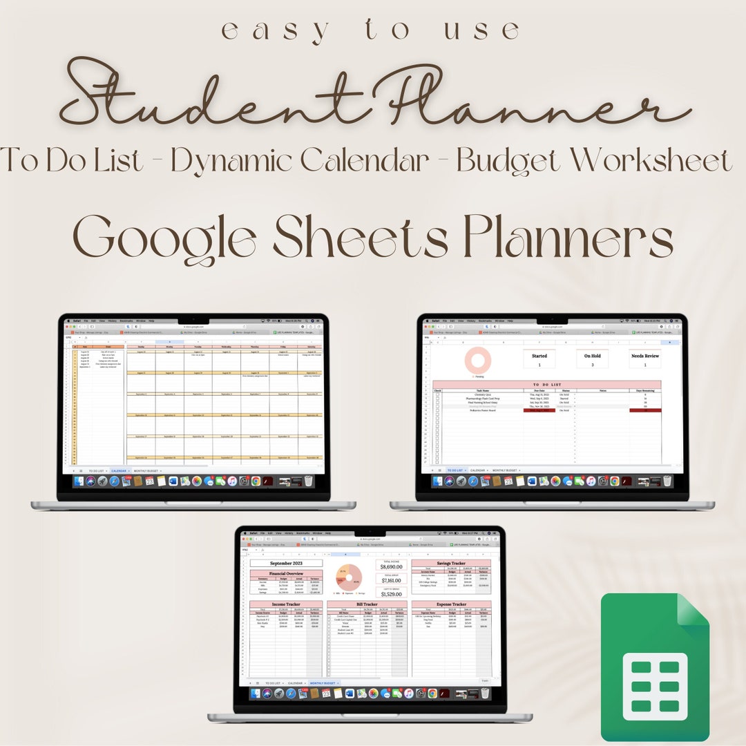 Digital College Student Academic Planner Google Sheets School ...