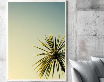 Tropical Palm Print Palm in the sky wall Decor Tropical Wallpaper Minimalist Art Poster Blue sky wall poster Tropical positive poster decor
