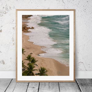 Tropical beach Print Ocean Poster Coastal print wall Decor Tropical Palms in the Beach Wallpaper Art Poster Positive tropical sunny poster