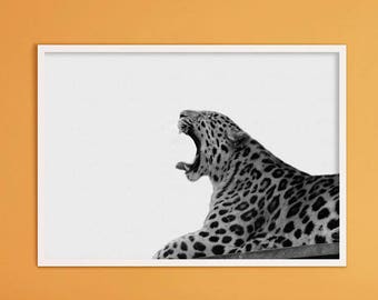 Jaguar Print, Nursery Animal Poster, Black and White Wall Art Decor, Animal Print Poster,  Nursery Wall Art Decor, Living Wall Poster Art