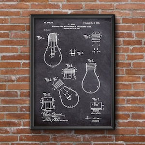 Electric Lamp With Burner Patent Print, Patent Poster, Lamp Patent, Patent Art, Wall Art Print, Home Decor, Wall Art, Home Decor