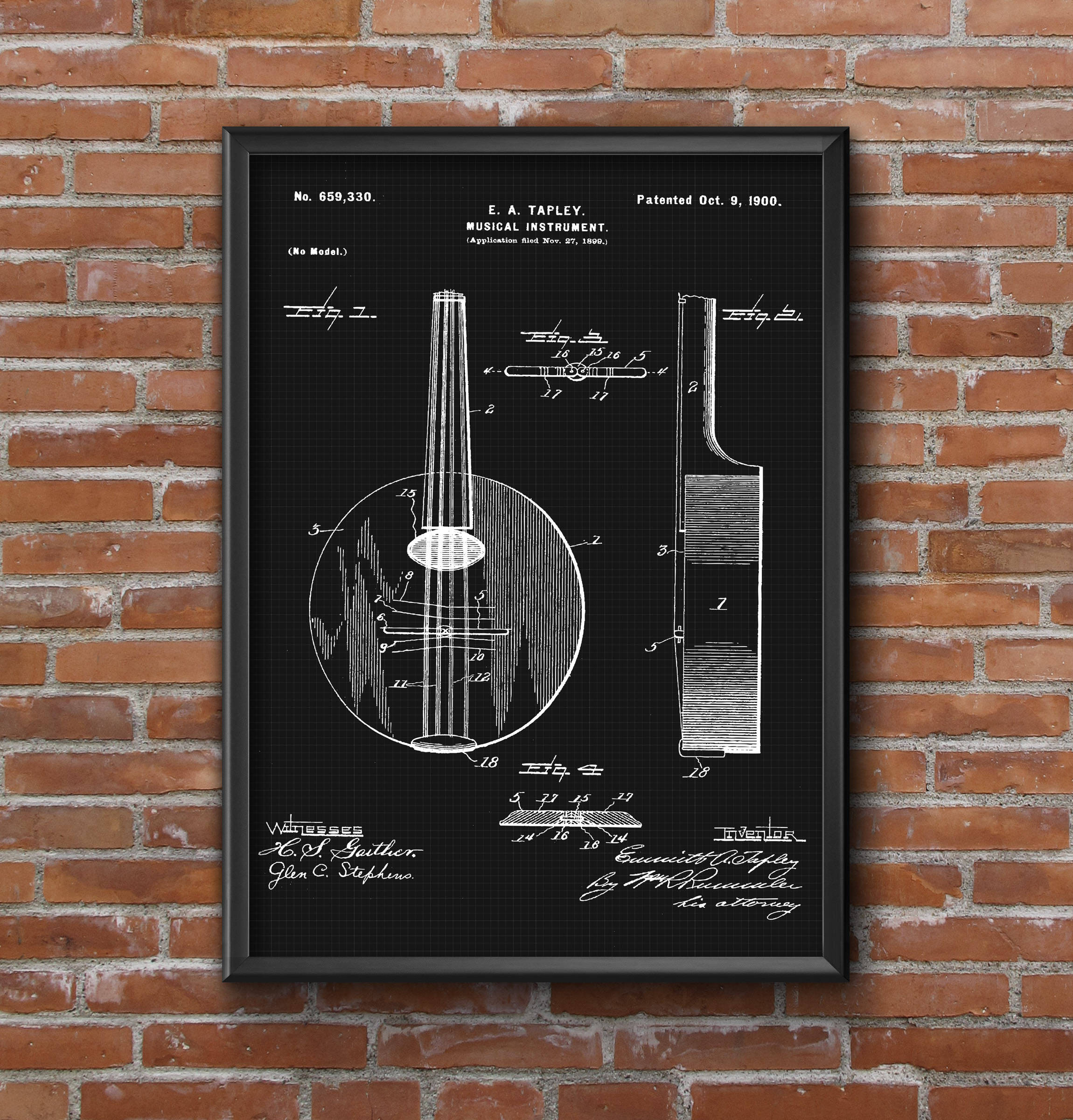 Stringed Musical Instrument Patent Poster, Vintage Patent Prints, Music ...