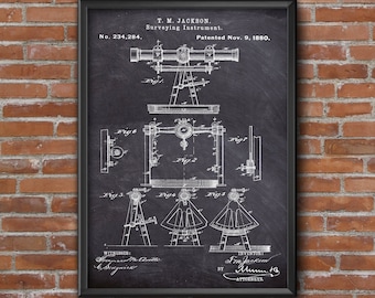 Surveying Instrument Print, Patent Prints, Patent Poster, Geography Patent Art, Wall Art Print, Home Decor, Patent Wall Art, Blueprint art