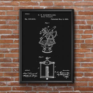 Astronomy Patent Poster, Solar Transit Patent Print, Patent Wall Art, Science Patent Poster, Office Wall Art Print, Blueprint art