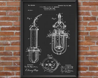 Electric Arc Lamp Patent Print, Patent Poster, Lamp Patent, Patent Art, Wall Art Print, Home Decor, Wall Art, , Poster Home Decor