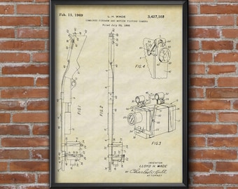 Firearm Camera Patent Print, Vintage Blueprint Art