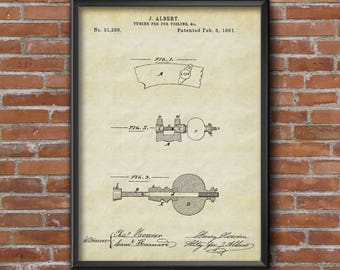 Violin Tuning Peg For Patent Poster, Patent Print, Violin Vintage Patent Print, Musical Wall Art Print, Home Decor, Wall Art Print