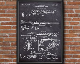 Fire Arm Patent Print Firearm Conversion System Patent Poster, Gun Patent Print, Vintage Wall Art Print, Home Decor, Wall Art, Home Decor