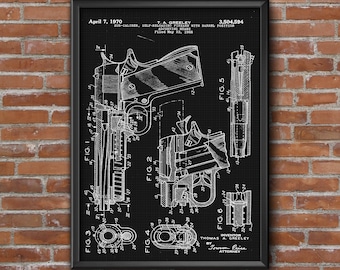 Firearm Patent Print, Gun Blueprint Wall Art