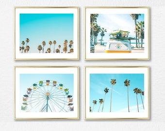 Tropical Prints - set of 4 Tropical Posters, Palms, Blue Sky Positive Prints, Summer life modern art work, Palm Photos, Home decor art print