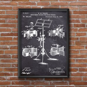 Musical Instrument Holder Patent, Music Stand Patent Poster, Music Instrument Patent, Wall Art Print, Blueprint Art Wall Art Home Decor