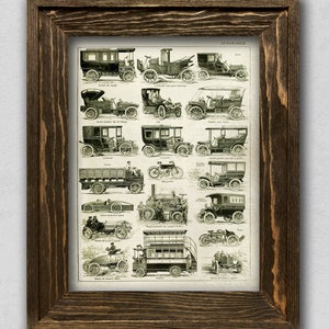 Vintage Cars poster, French automibile illustration, car types, Vintage vehicles wall art print, vintage illustration, home and office decor