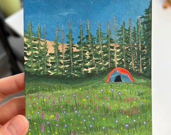 Camping day in the spring - original painting