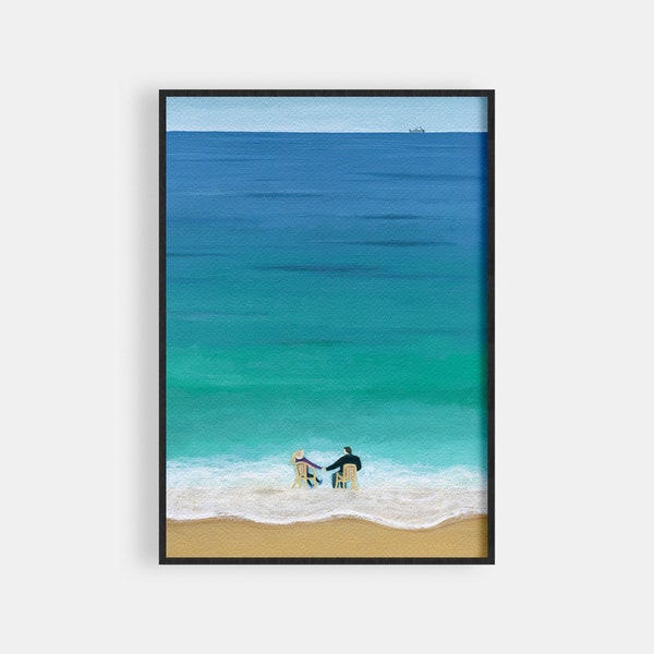 A couple in the seaside cost - best quality giclee print