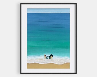 A couple in the seaside cost - best quality giclee print