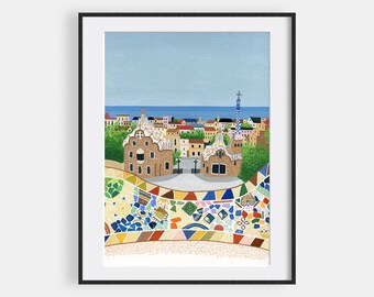 Park Güell Giclée Print - Vibrant Barcelona Art