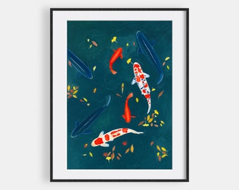 Koi fishes art print